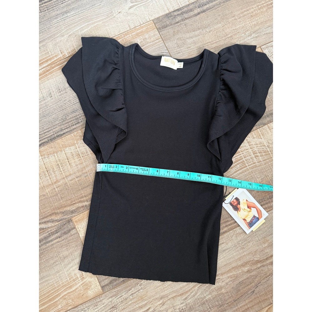 Nation LTD Irina Ribbed Ruffle Sleeve Tee - Picture 6 of 7